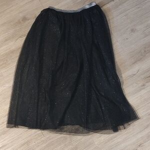 Glittery Tulle Black Midi Skirt Ladies Size Medium